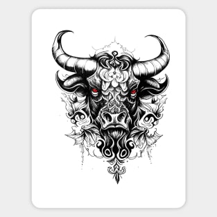 Bull Wild Animal Nature Illustration Art Tattoo Magnet